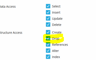 SQLSTATE[42000]: Syntax error or access violation: 1142 DROP command denied to user in Prestashop